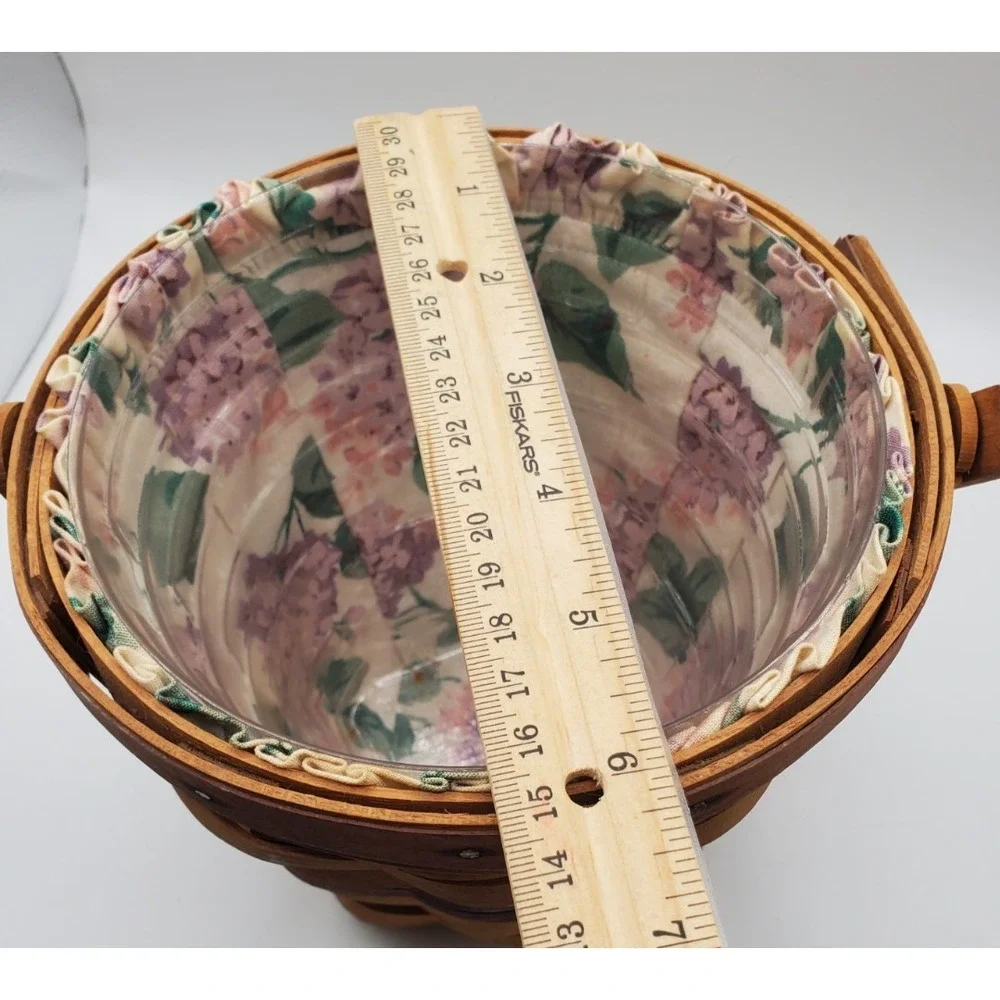 Longaberger 1994 Lilac Handled Basket w/Fabric Liner & Protector 6.5